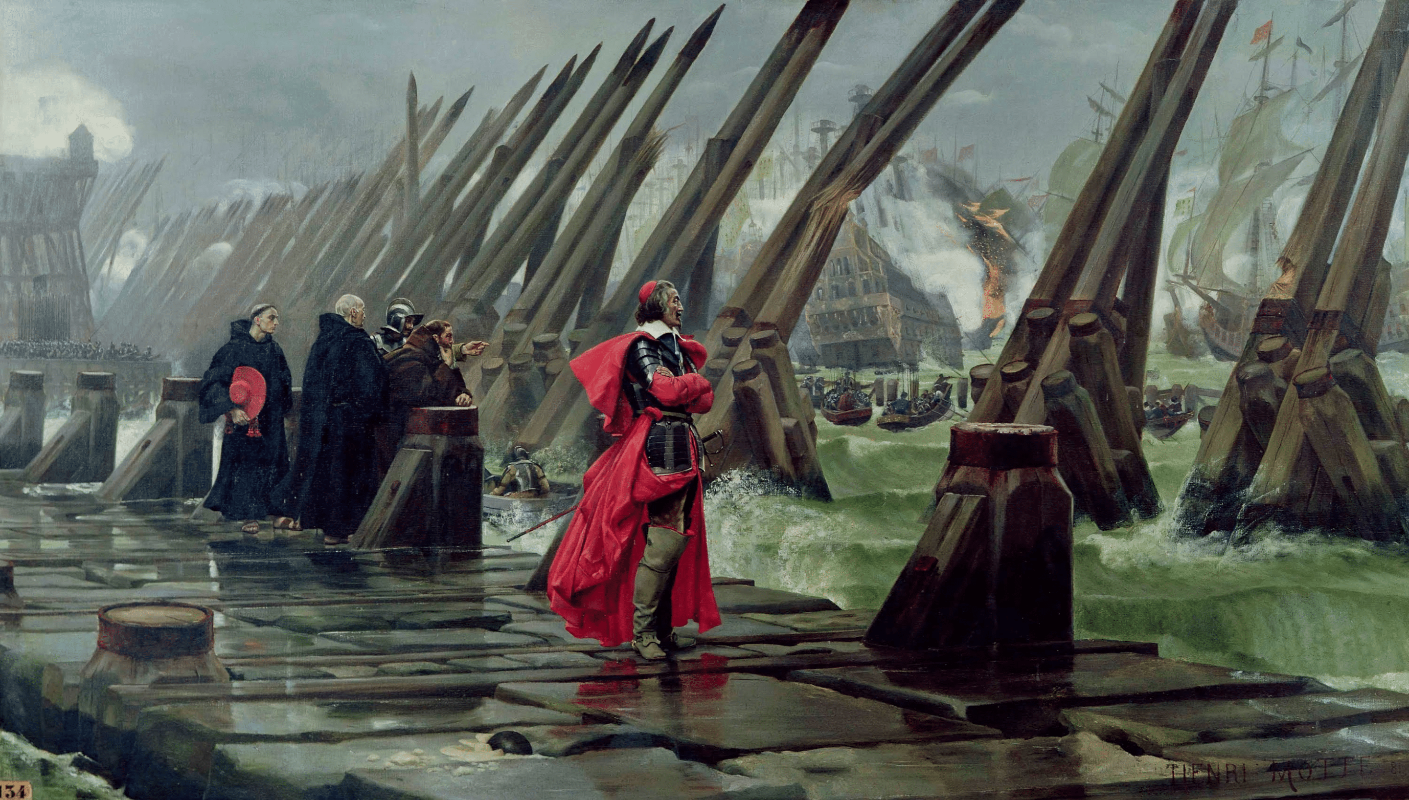 Le cardinal e Richelieu au siège de La Rochelle (1627-28) par Henri-Paul Motte en 1881 (c) Wikipedia