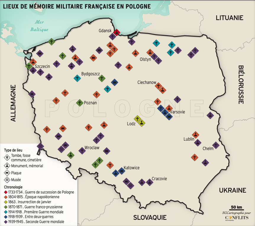 Lieux de mémoire militaire française en Pologne.
