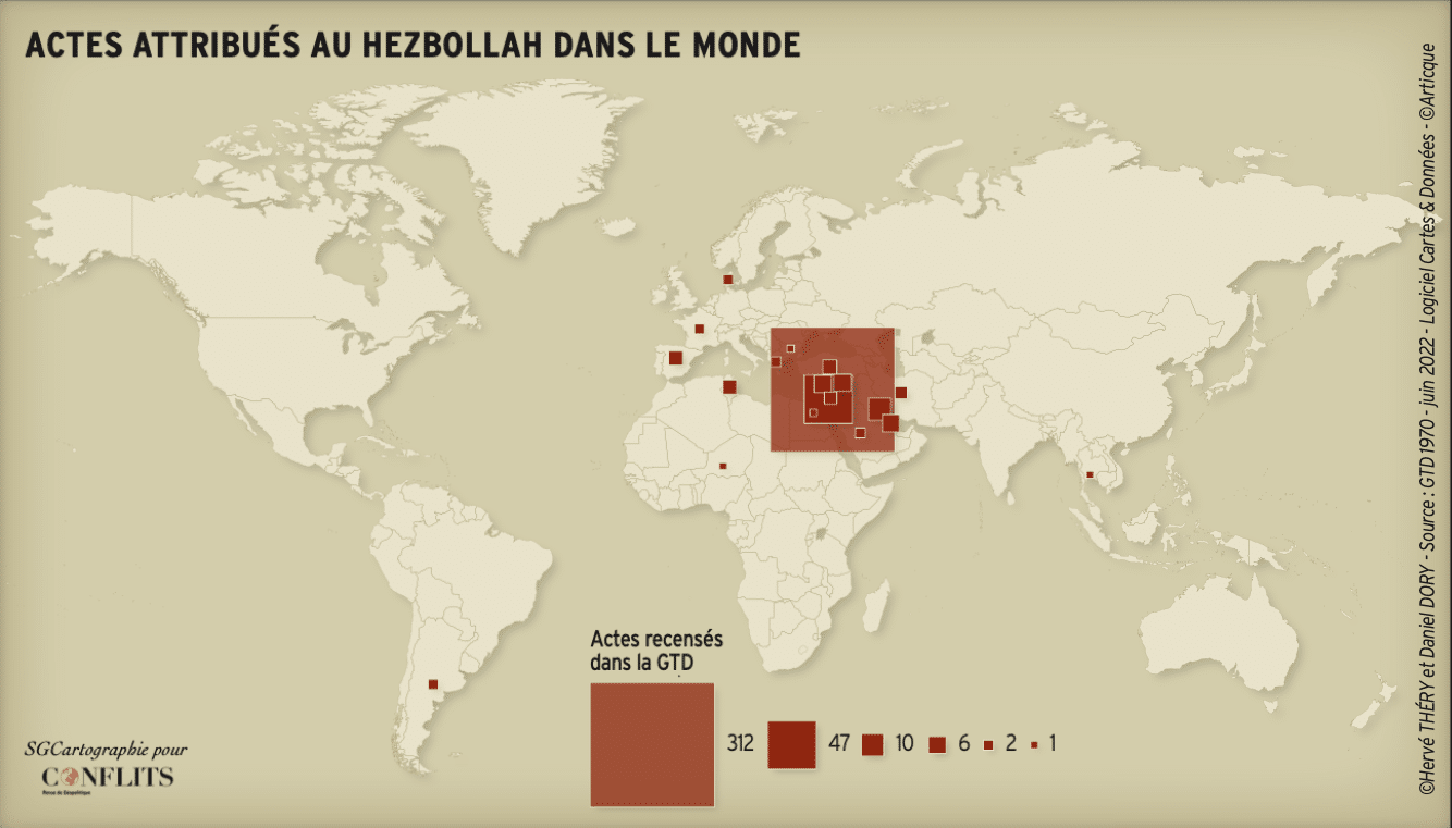 Actes attribués au Hezbollah dans le monde.