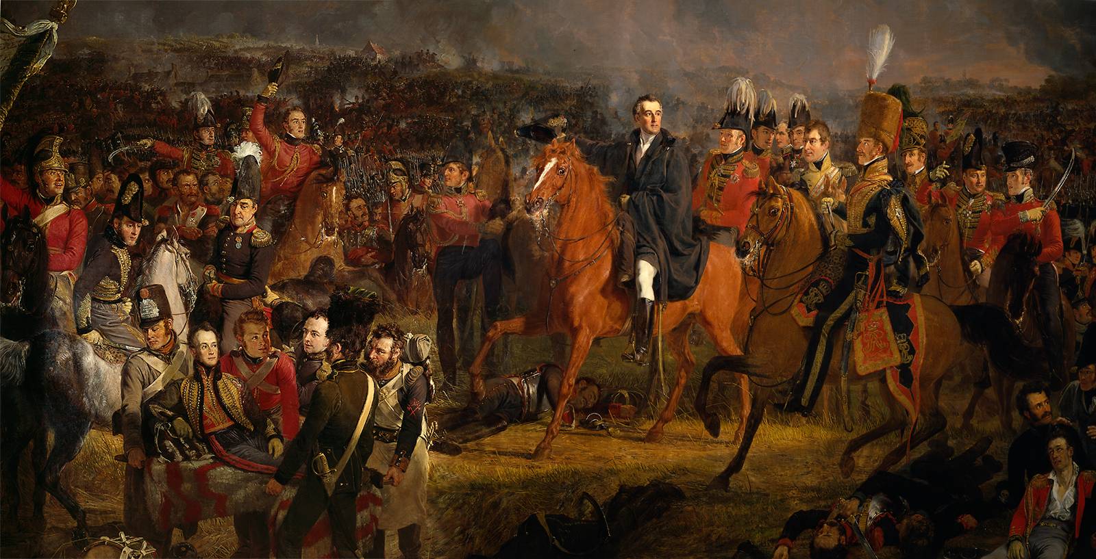 The Battle of Waterloo, 18 June 1815, detail showing the Duke of Wellington on horseback. (C) Wikipedia