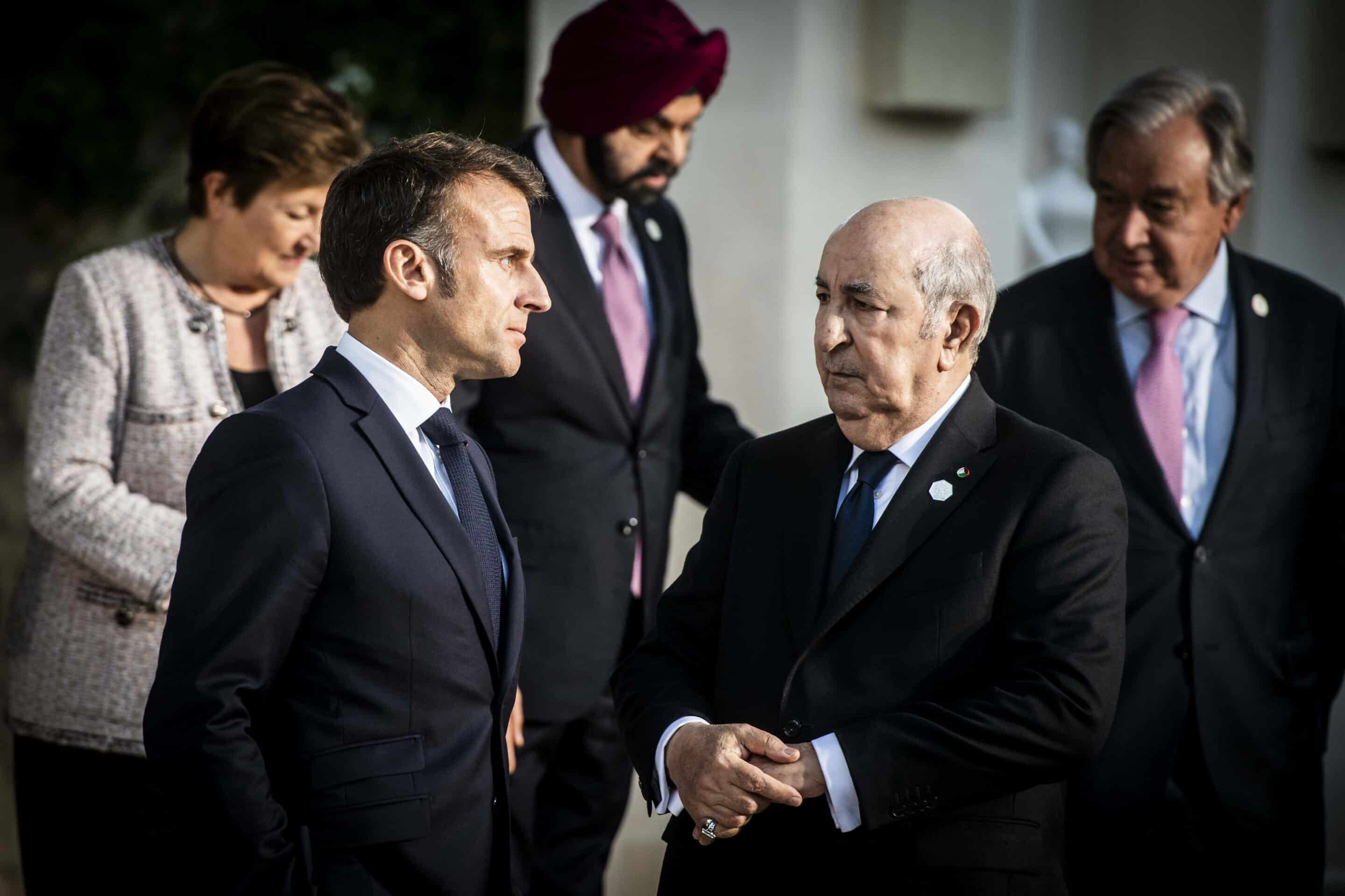 EMMANUEL MACRON, Abdelmadjid Tebboune (c) Sipa 01162387_000086

 during the Second day of the G7 Heads of State Summit, Borgo Egnazia, Puglia, Italy 14 June 2024//AGFEDITORIAL_SEA140624-292/Credit:Alessandro Serran/AGF/SIPA/2406151319