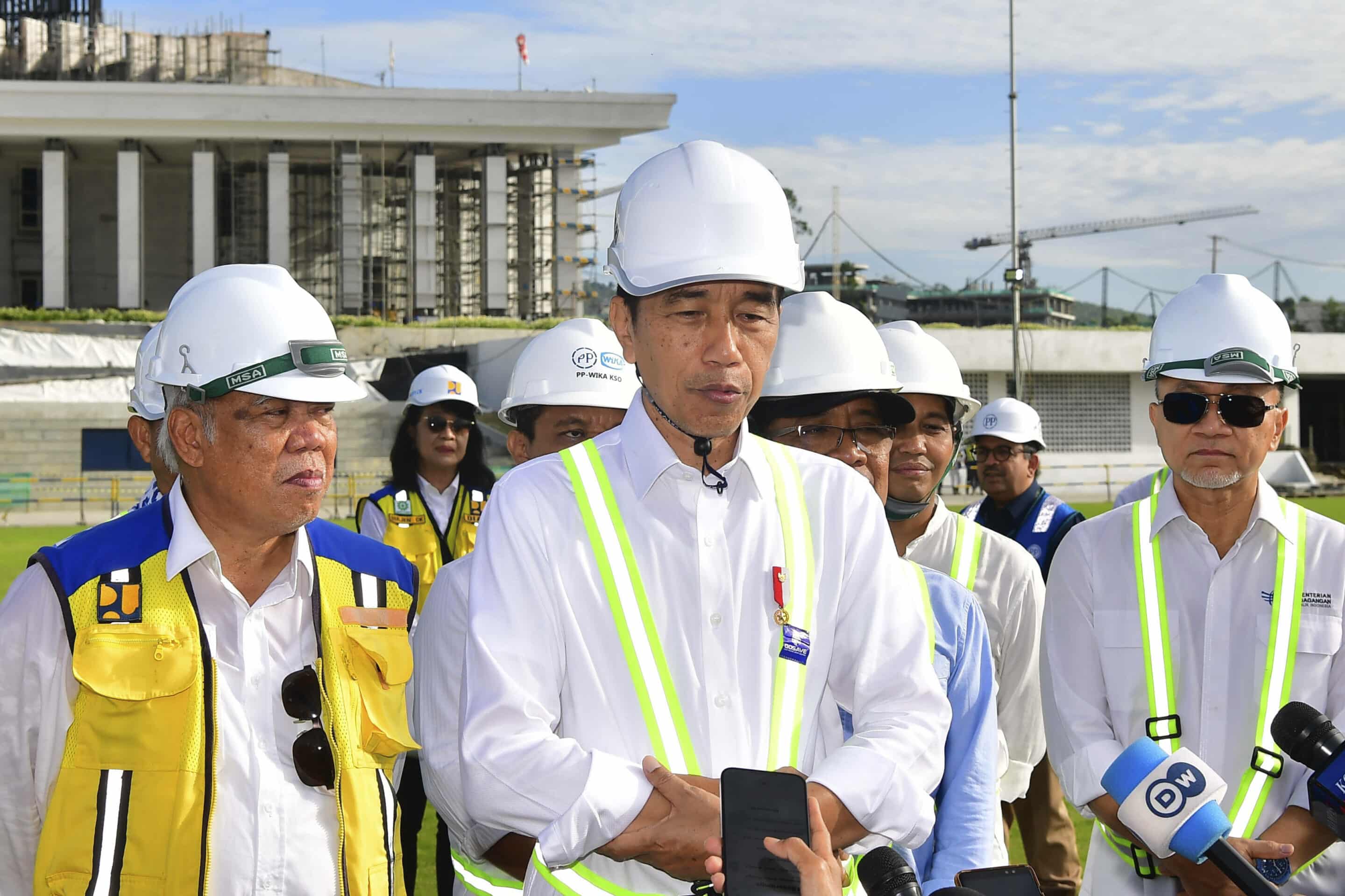 Indonesian President Joko Widodo,in the new capital city Nusantara in Penajam Paser Utara, East Kalimantan, Indonesia, Wednesday, June 5, 2024.(Vico/Indonesian President Palace via AP)/XJAK103/24157244972187/AP PROVIDES ACCESS TO MANDATORY CREDIT./2406050900