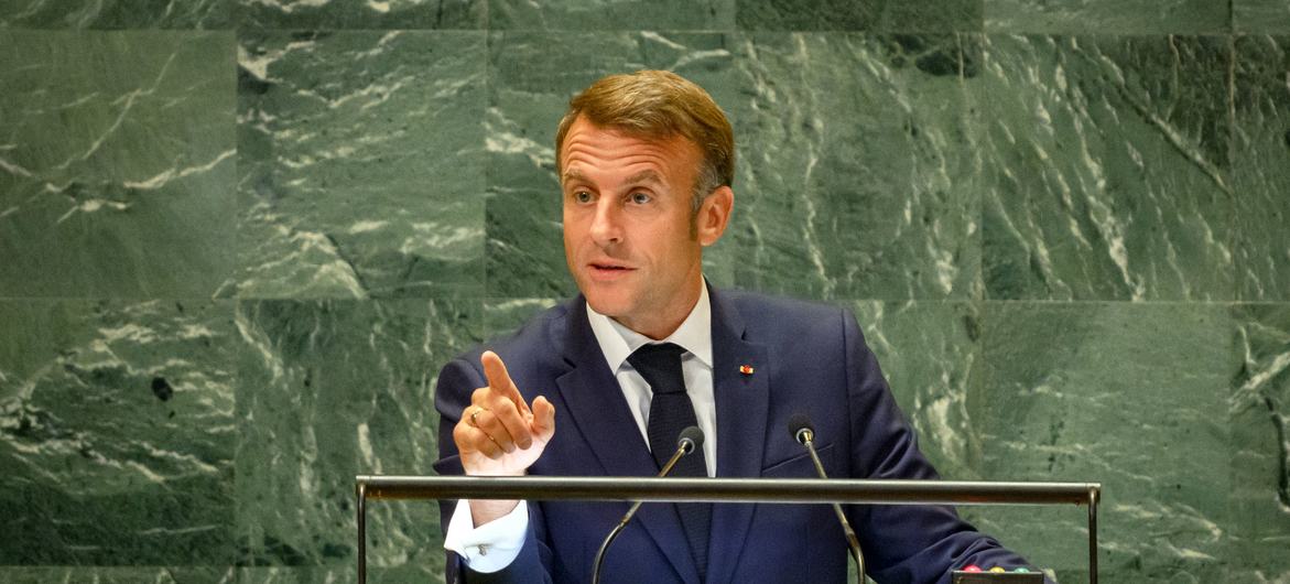 UN Photo/Loey Felipe Le Président français Emmanuel Macron s’exprime lors du débat général de la soixante-dix-neuvième session de l’Assemblée générale.