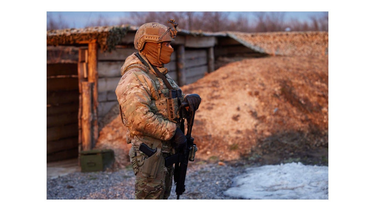 La ligne de front du Donbass, une zone de conflit avec les séparatistes soutenus par la Russie, février 2022.// SIPA//Photo by EyePress News/Shutterstock (12816398z)