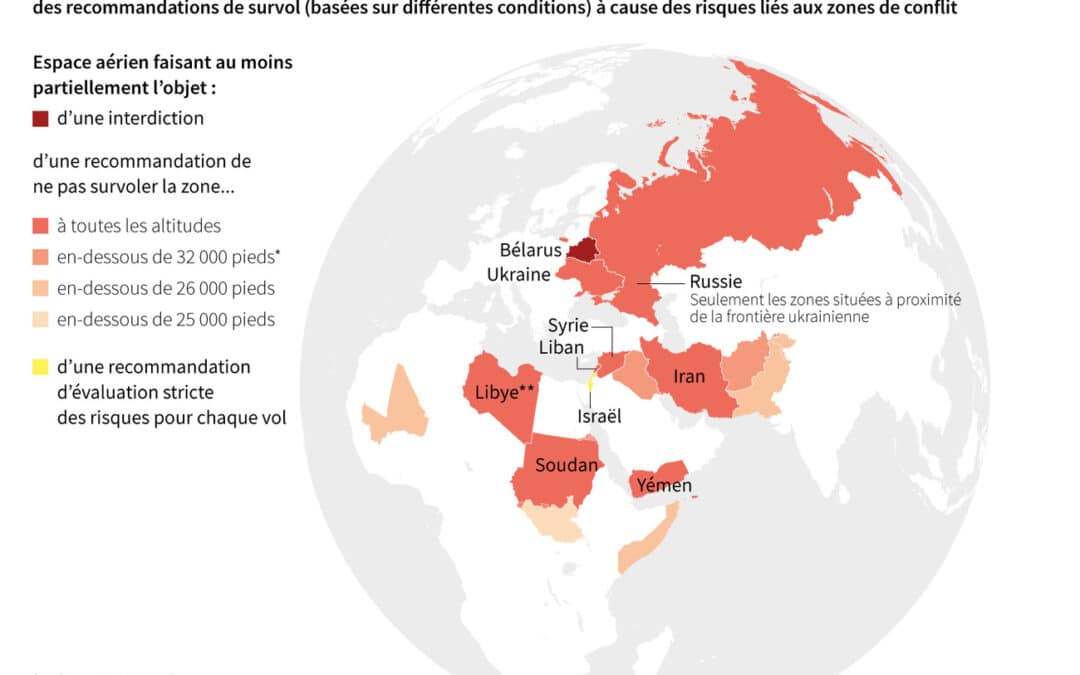 Carte – Pays soumis à des restrictions de survol